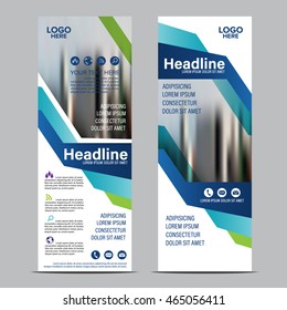 Mock up Roll up design. flag, flyer,banner,backdrop,layout template,exhibition stand, vector illustration background. Blue geometric graphic.