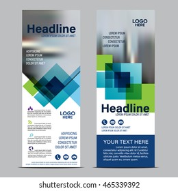 Mock up Roll up design. flag, flyer,banner,backdrop,layout template,exhibition stand, vector illustration background. Blue geometric graphic.
