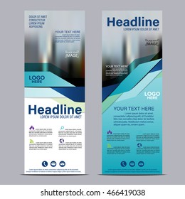 Mock up Roll up design. flag, flyer,banner,backdrop,layout template,exhibition stand, vector illustration background. Blue geometric graphic.