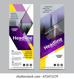 Mock up Roll up design. flag, flyer,banner,backdrop,layout template,exhibition stand, vector illustration background. Purple geometric graphic.