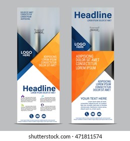 Mock up Roll up design. flag, flyer,banner,backdrop,layout template,exhibition stand, vector illustration background. Orange geometric graphic.