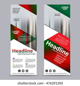 Mock up Roll up design. flag, flyer,banner,backdrop,layout template,exhibition stand, vector illustration background. Red Christmas geometric graphic.