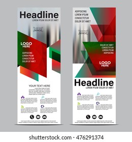 Mock up Roll up design. flag, flyer,banner,backdrop,layout template,exhibition stand, vector illustration background. Red Christmas geometric graphic.