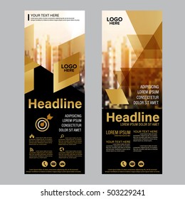 Diseño de rollo. bandera, volante, Anuncio, telón de fondo, Plantilla de diseño, soporte de exposición, fondo de Ilustración vectorial. gráfico geométrico de oro.