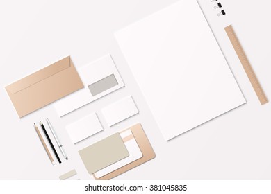 Mock up set business brand template of stationery. vector design