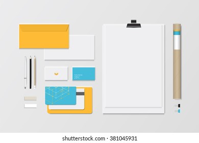 Mock up set business brand template of stationery. vector design