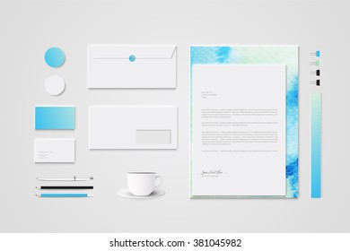 Mock up set business brand template of stationery. vector design