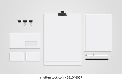 Mock Up Set Business Brand Template Of Stationery. Vector Design