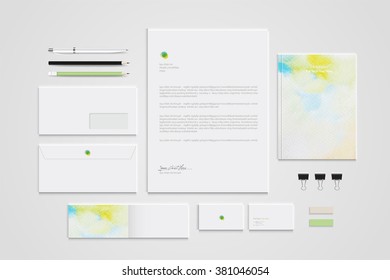 Mock up set business brand template of stationery. vector design