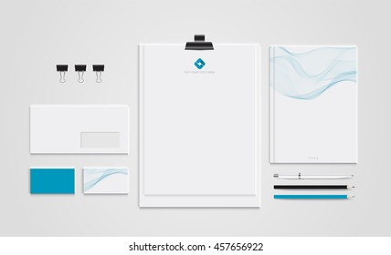 Mock up set business brand template of stationery. vector design.