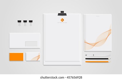 Mock up set business brand template of stationery. vector design.
