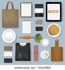 Mock up set collection coffee cafe vector illustration