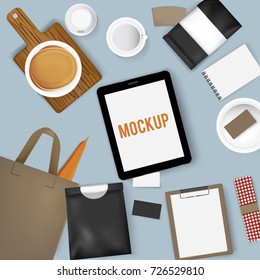 Mock up set collection coffee cafe vector illustration