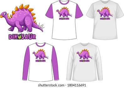 Mock up shirt with dinosaur cartoon character illustration