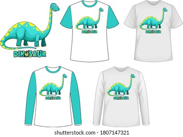 Mock up shirt with dinosaur cartoon character illustration
