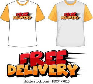 Mock up shirt with free delivery icon illustration