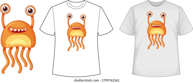 Mock up shirt with monster logo illustration