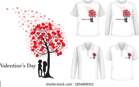 Mock up shirt with valentine's day icon illustration