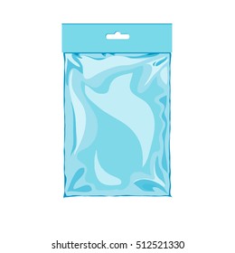 Mock up of shopping disposable nylon box or package. Blank 3d glossy pouch or pack. Disposable plastic bag for nutrition