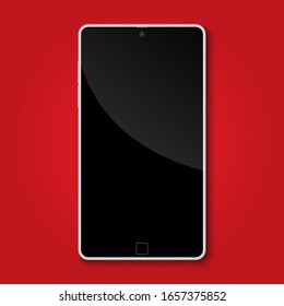 Maquetear el teléfono inteligente con fondo rojo con espacio para copiar