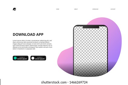 mock up of smartphone for download app website landing page concept template