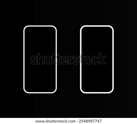 mock up smartphone screen icons (solid fill) on black. vector simple smartphone mock up for advertisement.	