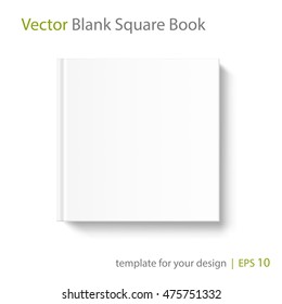 Mock up square book cover on white background. Vector template for your design.