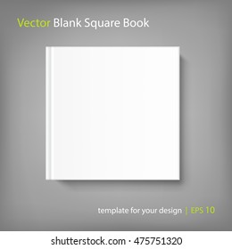 Mock Up Square Cover Book On Grey Background. Vector Template For Your Design.