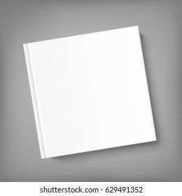 Mock up square cover book on grey background. Vector template for your design.