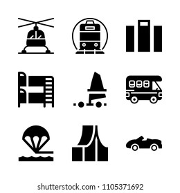 mock, surfing, sail and comfort icons in Travel vector set. Graphics for web and design