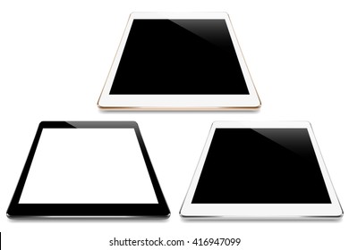 mock up tablet collection set isolated on white vector design