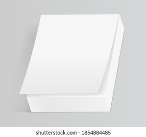 Mock Up Of Tear Off Notebook Or Calendar Isolated On Gray Background. 3d Realistic Mockup Of Blank Paper Book For Tearing. Vector Illustration