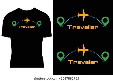 mock T-shirt triangle airplane line with map icon concept, Traveler T-shirt design, Typography , vector illustration isolated and printable. For adventure lover. flight adventure international tourist