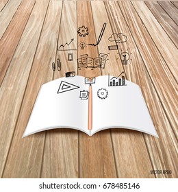 Mock up, book, catalog, magazines with cloud of application. Vector illustration