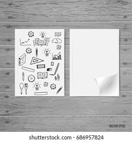 Mock up, book, catalog, magazines with cloud of application. Vector illustration.