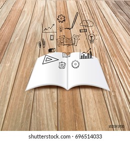 Mock up, book, catalog, magazines with cloud of application. Vector illustration.