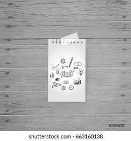 Mock up, paper with application icon, vector illustration.