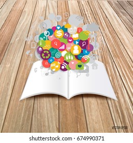 Mock up, paper with application icon, vector illustration.