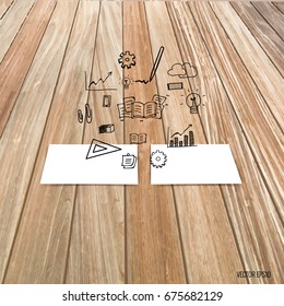 Mock up, paper with application icon, vector illustration.
