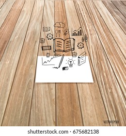 Mock up, paper with application icon, vector illustration.