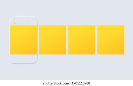 Mock up, template. Social network post. Interface carousel. . Photo gallery. Carousel interface post on social network. Mock up of smartphone. Vector EPS10