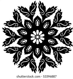"Mock" Vector Glyph Symbol - a radial black and white clip-art graphic of plant and leaf shapes