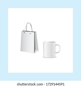 Mock up vector of a hand bag and a mug