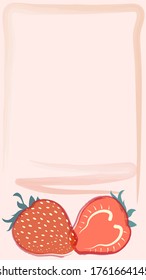 mock up vertical flyer with strawberries in pastel colors. Menu page, postcard. Vector