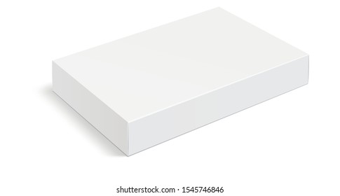 Mock up of white cardboard package box. White box mockup for packaging. Blank white product packaging boxes isolated on white background. Vector illustration