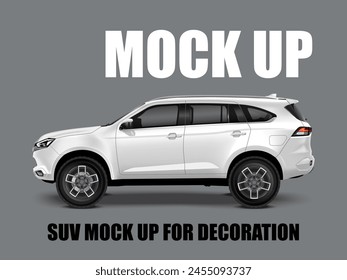 Mock up white color car on gray background