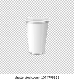 Mock up of white plastic cup. Vector illustration.