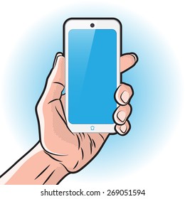 Mock up with White Smartphone in Hand