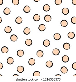mock wrapping paper decor. background pastel beige circles with black stroke. gentle baby colors. isolated on white background