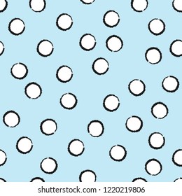 mock wrapping paper decor. blue background pastel white circles with black stroke. gentle baby colors.